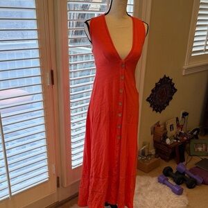 Vibrant Sleeveless Button-Down Dress